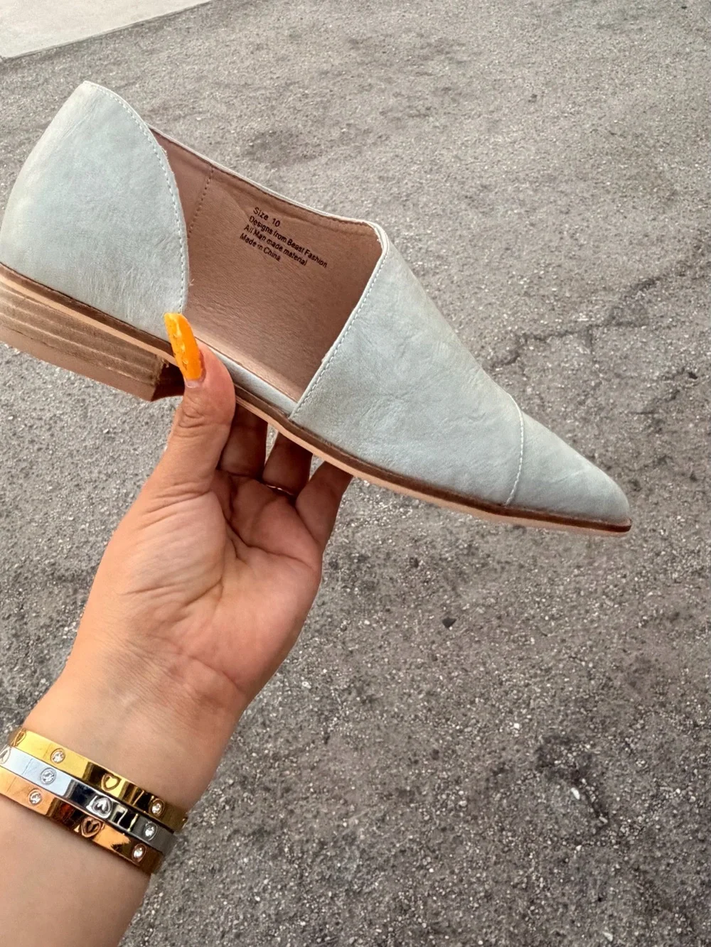BEAST FASHION gray leather Pointed Slip-On Loafers